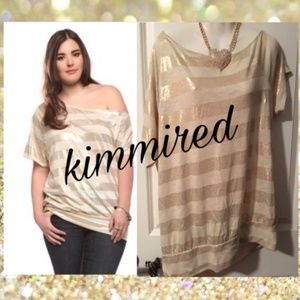 ToRRiD Striped Off the Shoulder Shirt-1/1X/(14-16)